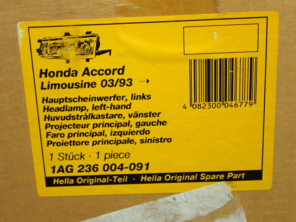 HONDA ACCORD CC 93-95 LAMPA PRZEDNIA LEWA REFLEKTOR PRZEDNI LEWY 8/9
