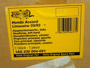 HONDA ACCORD CC 93-95 LAMPA PRZEDNIA LEWA REFLEKTOR PRZEDNI LEWY 8/9 MINIATURA