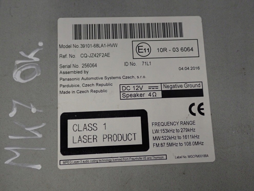 SUZUKI SWIFT 10- MK7 RADIO FABRYCZNE 39101-68LA1 4/9