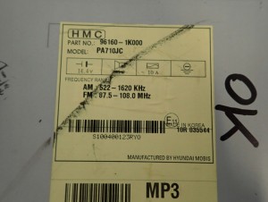 HYUNDAI IX20 HB 5D 09- RADIO FABRYCZNE 96160-1K000 5/8 MINIATURA