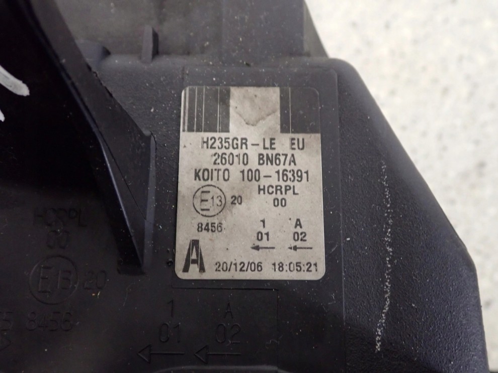 NISSAN ALMERA N16 03- REFLEKTOR PRZEDNI PRAWY LAMPA EUROPA 12/13